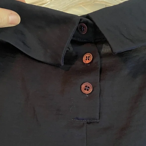 Talbots Dark Blue Sleeveless Collared Dressy Top - Picture 4 of 6